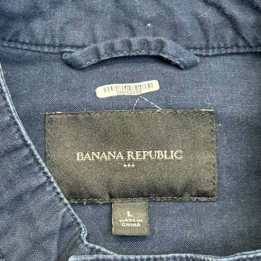 Banana Republic Mens Navy Blue Linen Cotton Harrington Bomber Jacket Large